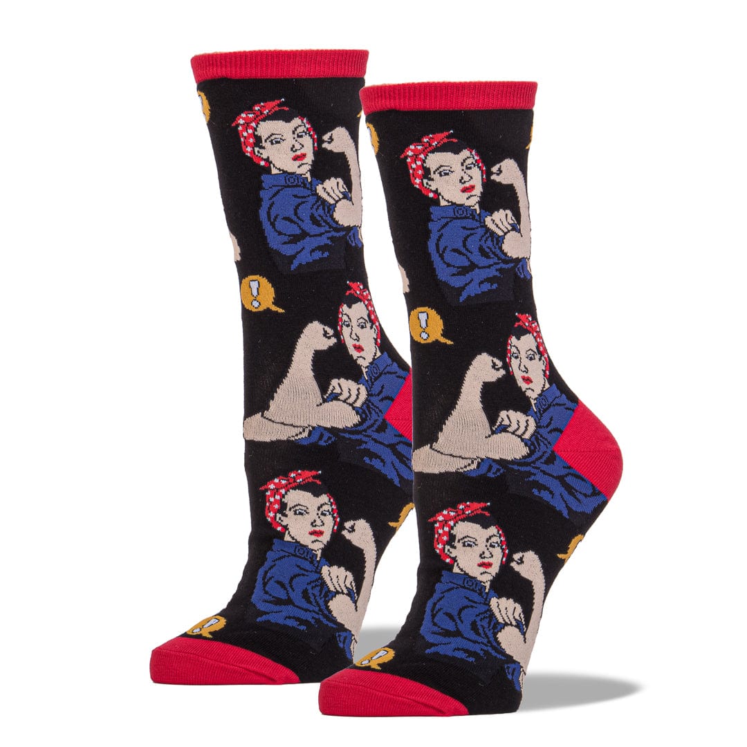 Rosie the Riveter Socks Women&#39;s Crew Sock Black