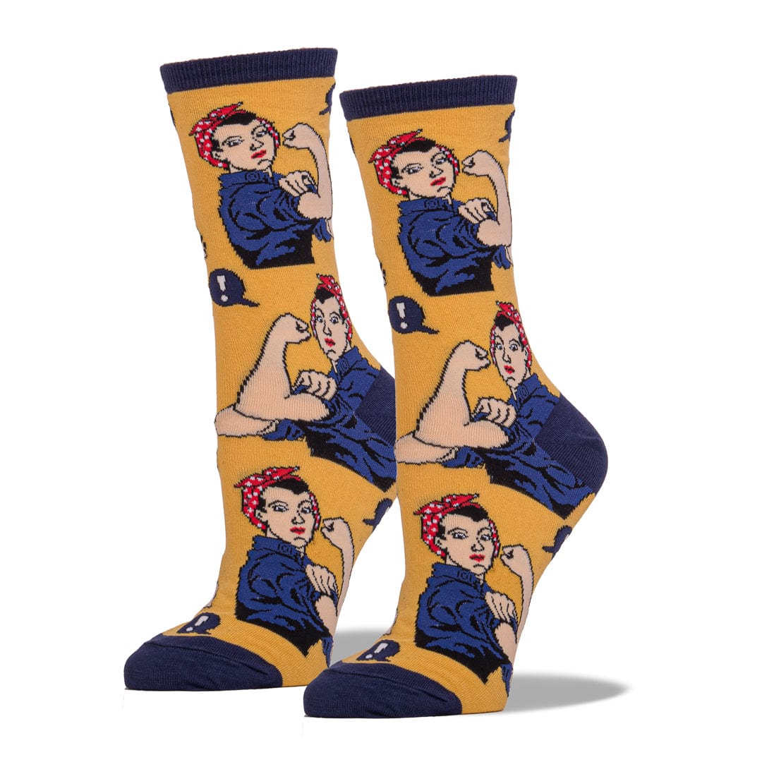 Rosie the Riveter Socks Yellow Women's Crew Sock Yellow