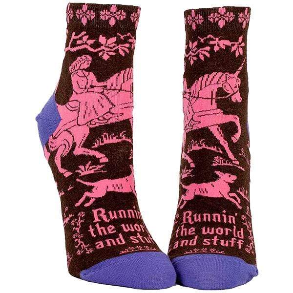 Runnin&#39; the World Socks Women&#39;s Ankle Sock Maroon