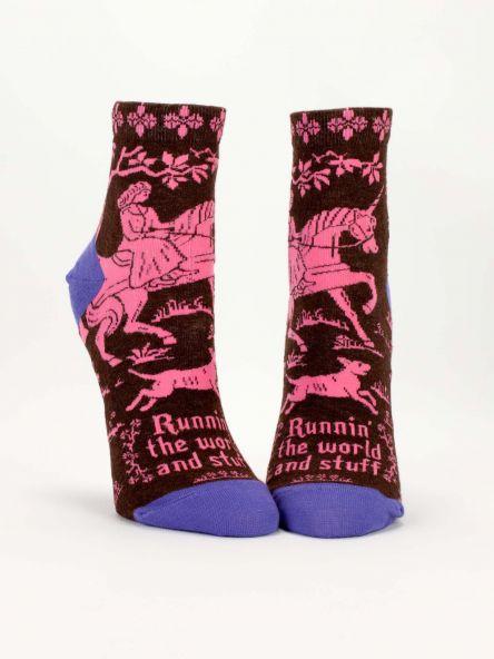 Runnin&#39; the World Socks Women&#39;s Ankle Sock Maroon