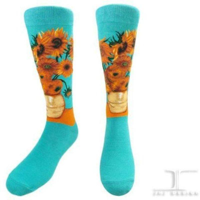12 Sunflowers Socks Unisex Crew Sock Medium / blue