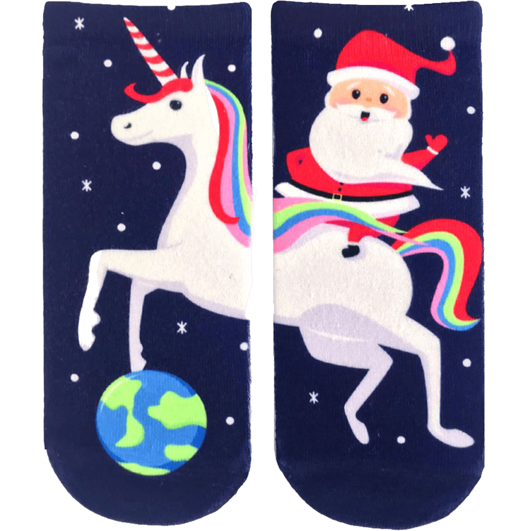 Santa Unicorn Ankle Socks Navy