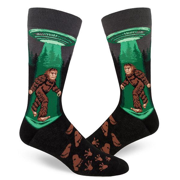 Sasquatch Believes in UFO Men's Crew Socks Black