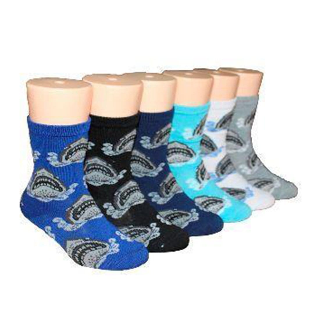 Shark Attack Crew Socks 3 Pack for Children Blue / 2-4