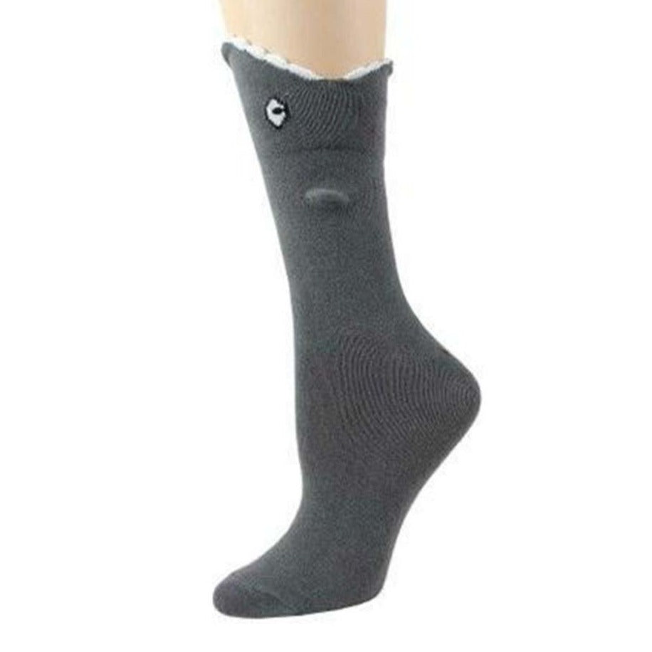 Shark Bite Leg Eater 3D Socks Women's Crew Sock Grey