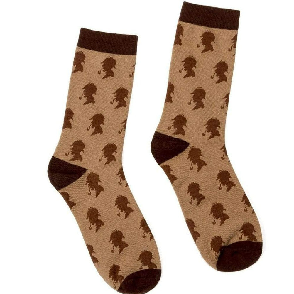Sherlock Holmes Socks Unisex Crew Sock Men's / brown