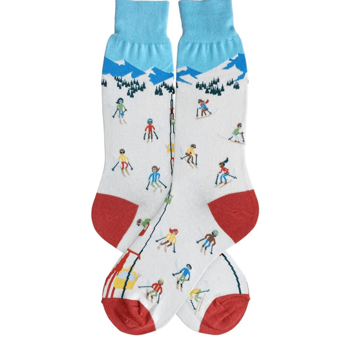 Skiing Men's Crew Socks White