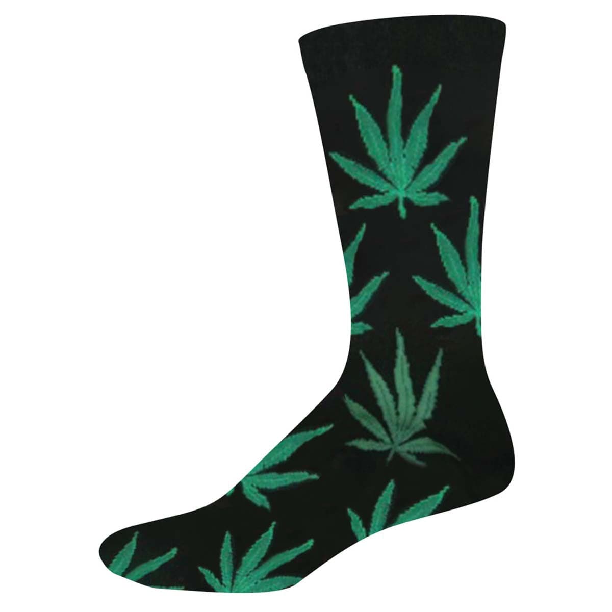 Pot Leaves Crew Socks Black