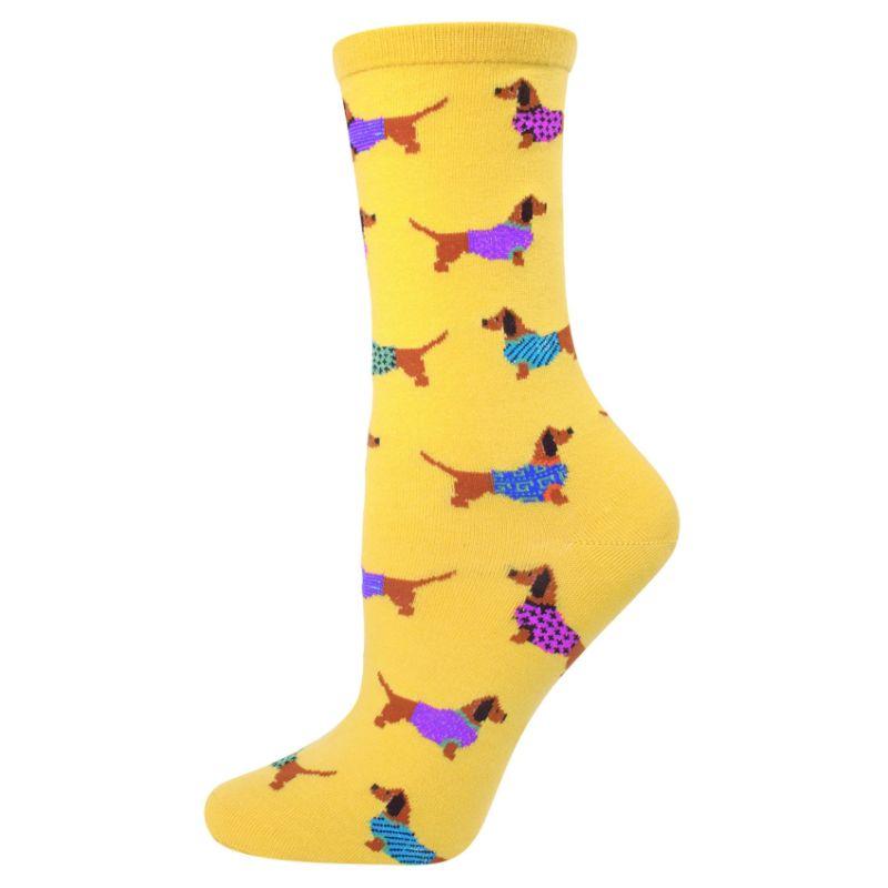 Haute Dog Socks Women's Crew Sock Yellow