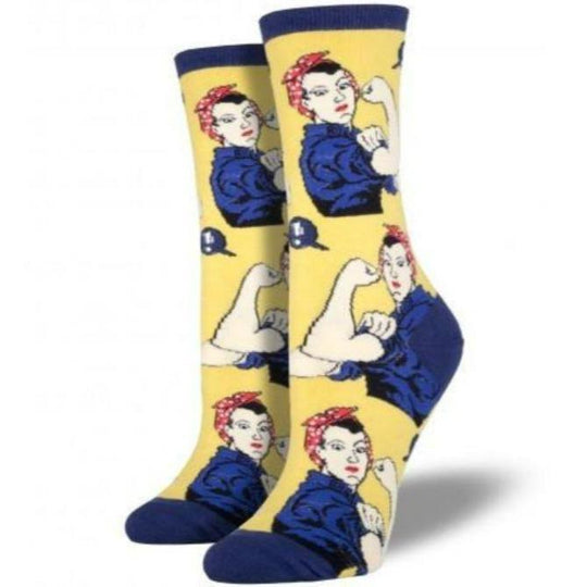 Rosie the Riveter Socks Yellow Women's Crew Sock Yellow