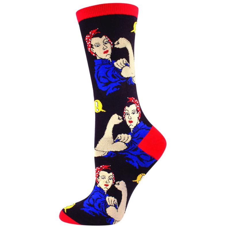 Rosie the Riveter Socks Women&#39;s Crew Sock Black