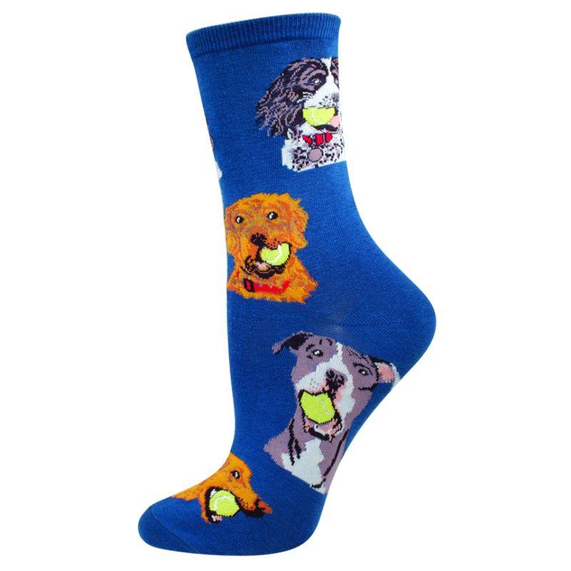Ball Dog Socks Women's Crew Sock Blue