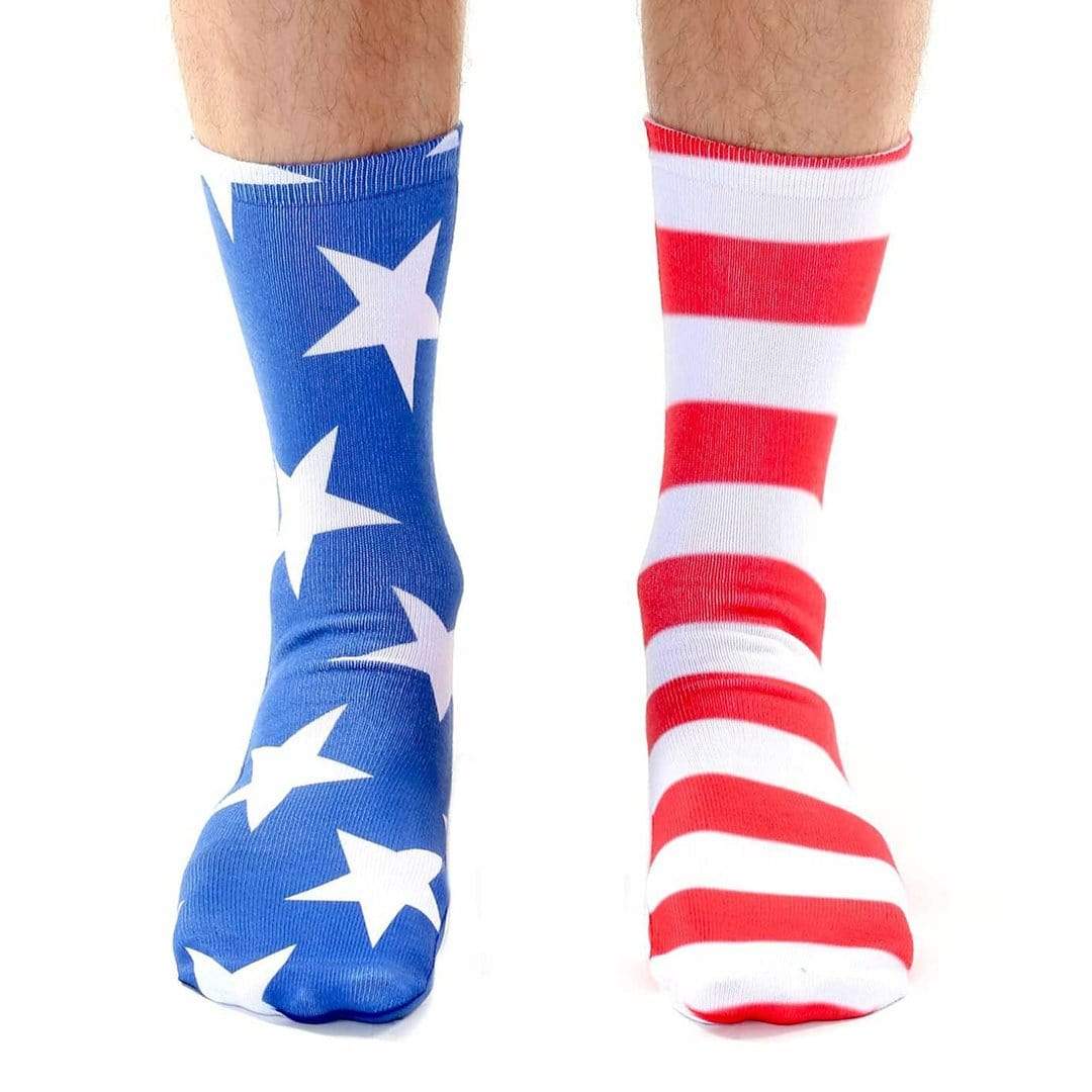 Stars and Stripes Socks Unisex Crew Sock Red / Blue
