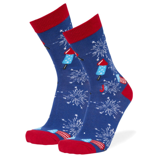 Fireworks Men's Crew Socks Blue