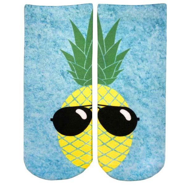 Sunglasses Pineapple Socks Ankle Sock Blue
