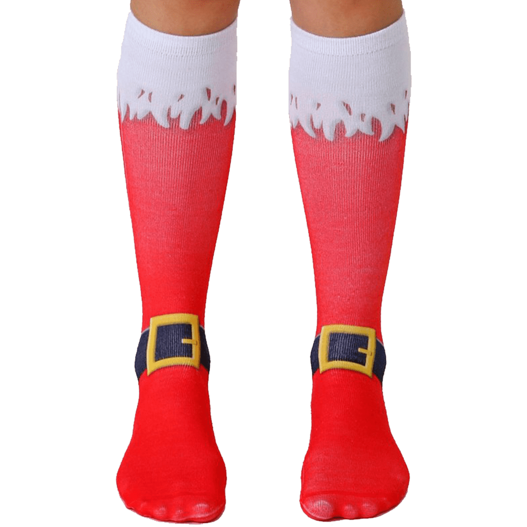 Santa Boots Knee High Socks Red