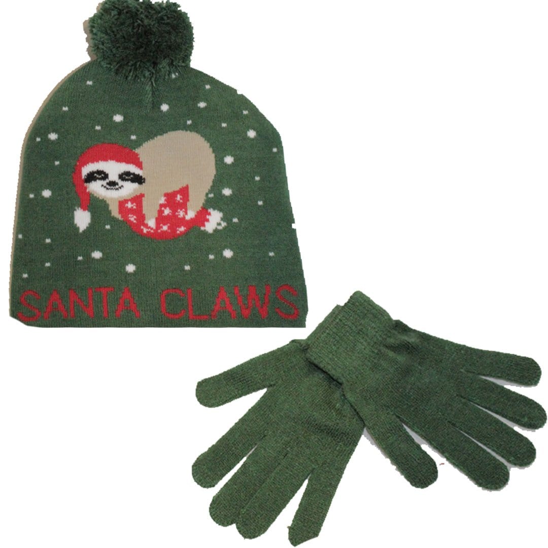 Santa Claws Hat &amp; Gloves Set Green
