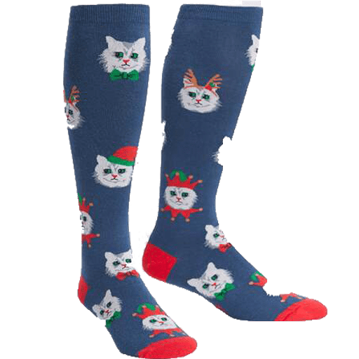 Santa Claws Women's Wide Calf Knee High Socks Blue