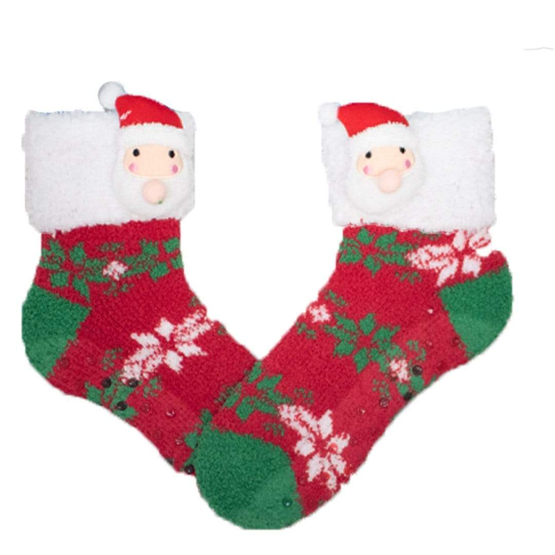 Santa Fuzzy Slipper Sherpa Sock Red