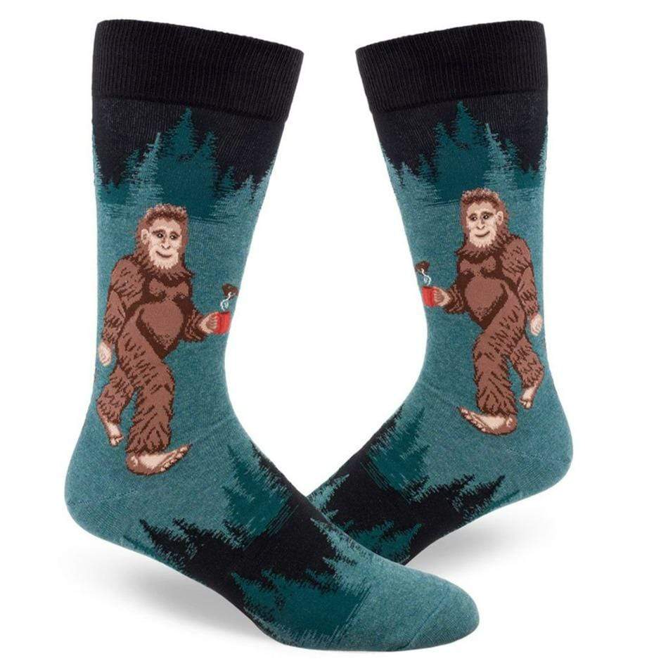 Sasquatch Loves Coffee Men&#39;s Crew Sock Green