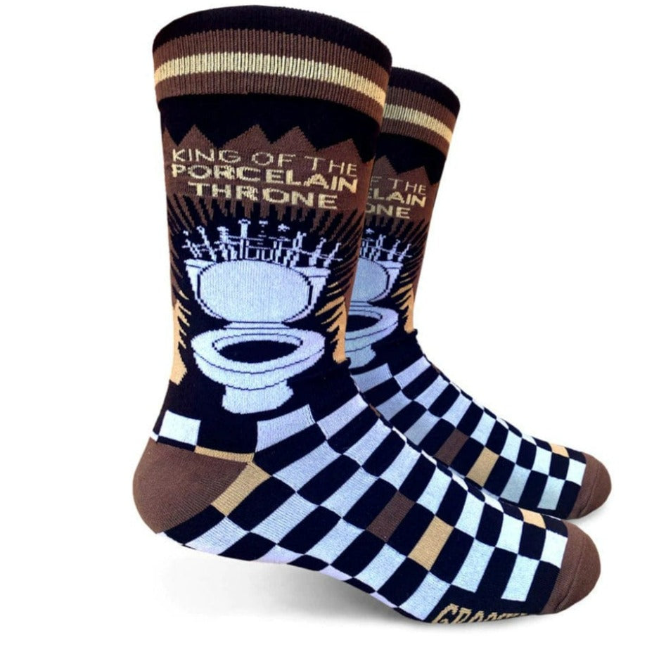 King Of The Porcelain Throne Men's Crew Socks Black