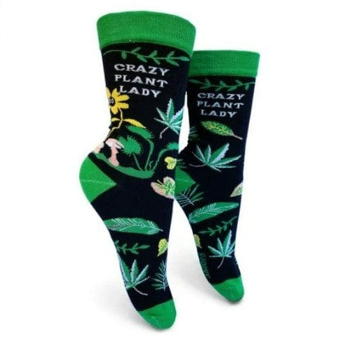 Crazy Plant Lady Women's Crew Socks Black