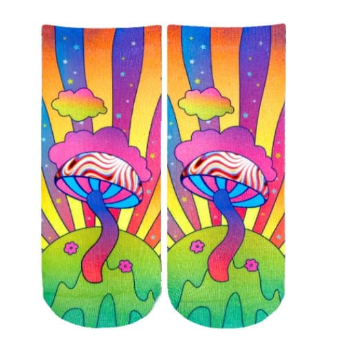Retro Mushroom Ankle Socks Pink