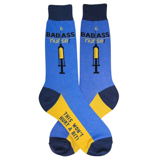 Badass Nurse Men's Crew Socks Blue
