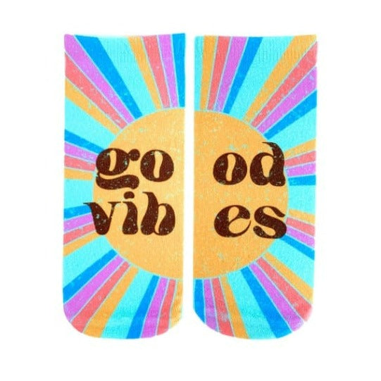 Retro Good Vibes Ankle Socks Orange