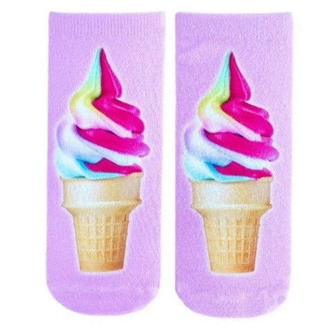Ice Cream Cone Ankle Socks Pink