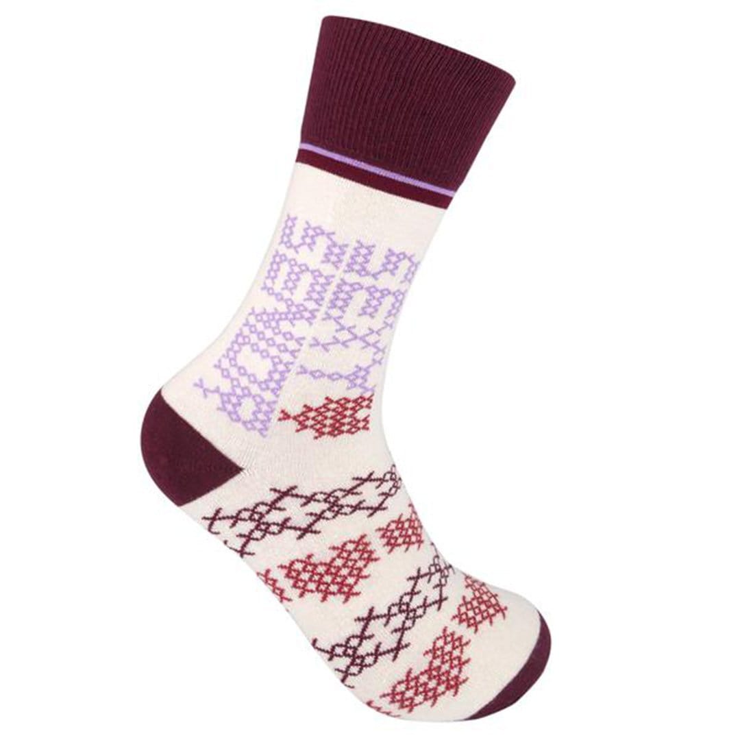 Sexy Senior Socks Unisex Crew Sock Maroon