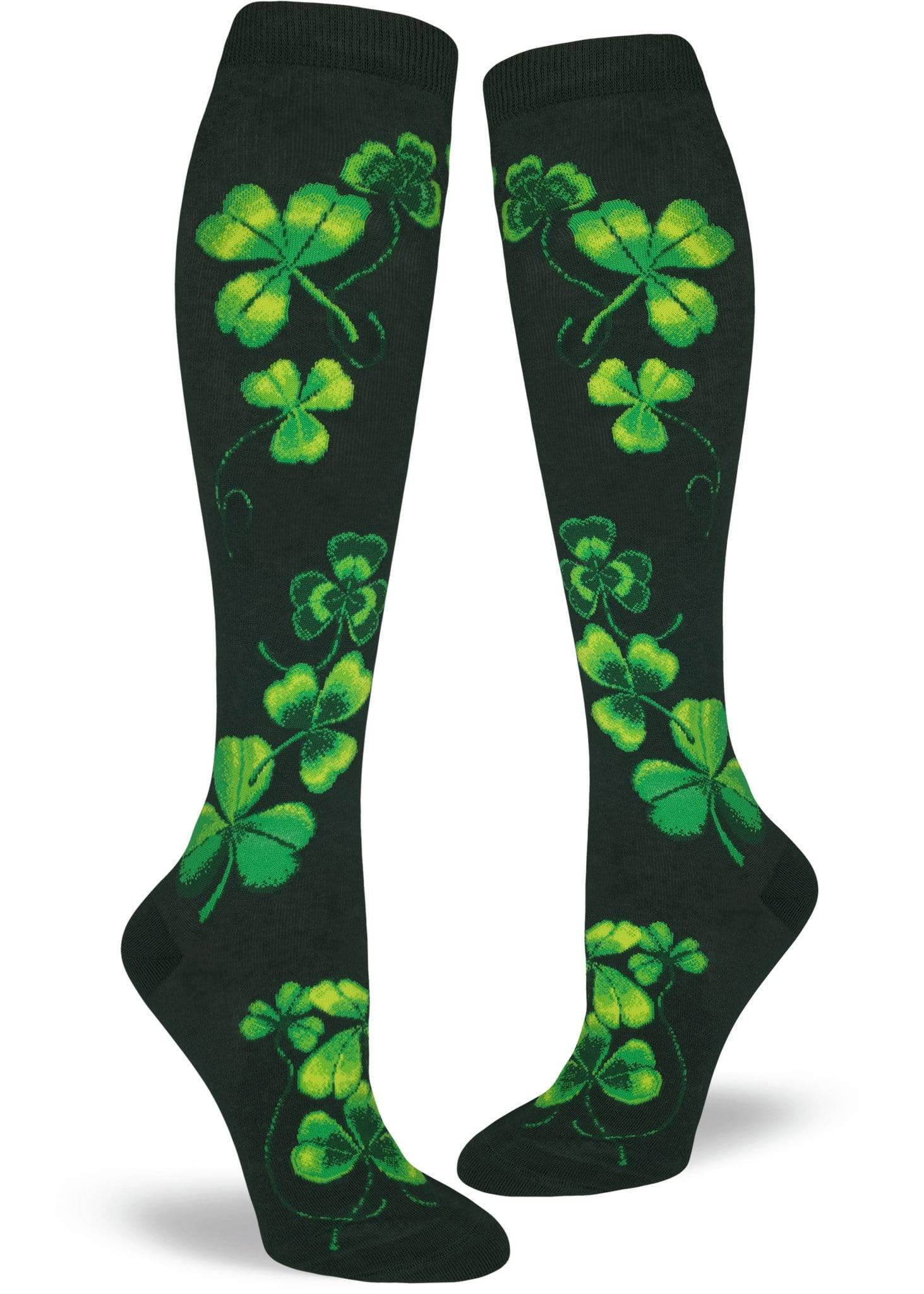 Lucky Shamrock Socks Women's Knee High Sock black