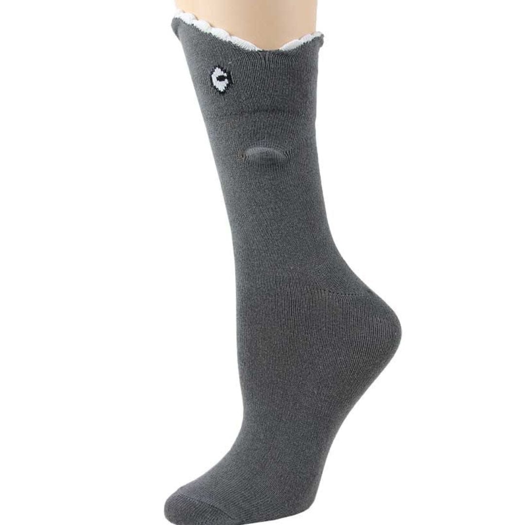 Shark Bite Leg Eater 3D Women&#39;s Crew Socks Grey