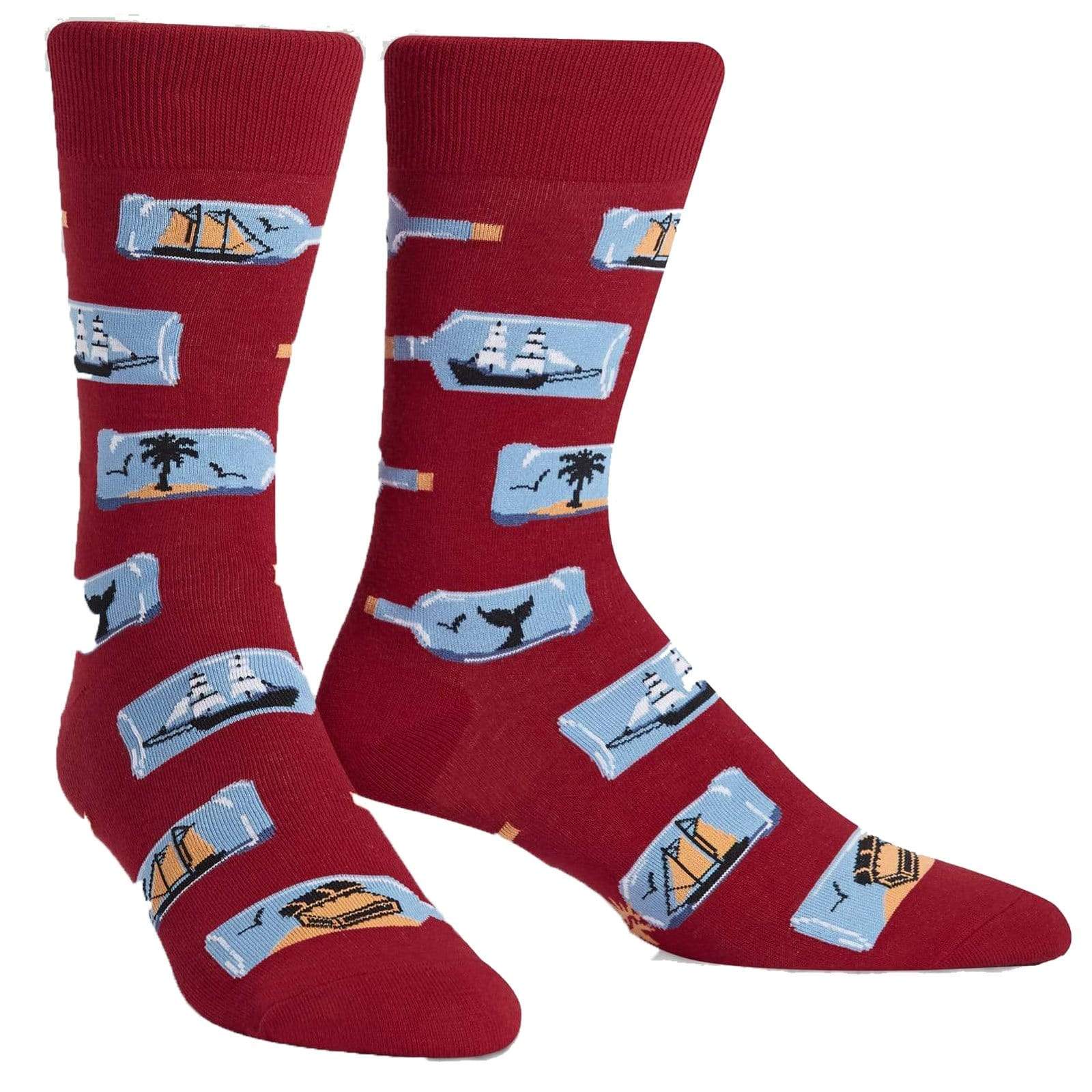 Ship in a Bottle Men's Crew Sock Red