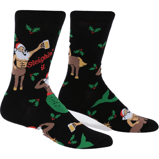 Sleighin It Men's Crew Sock Black