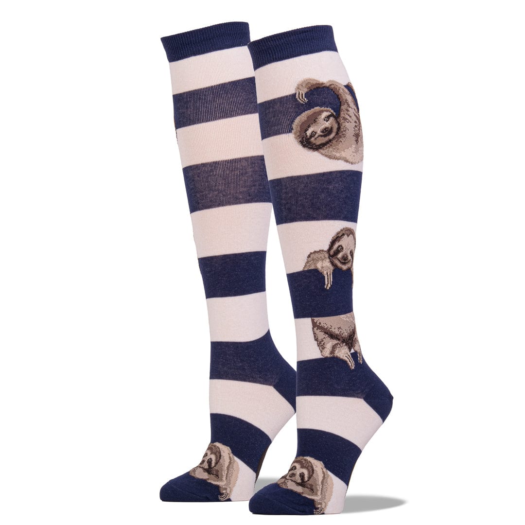 Sloth Stripe Sock Women&#39;s Knee High Socks Navy