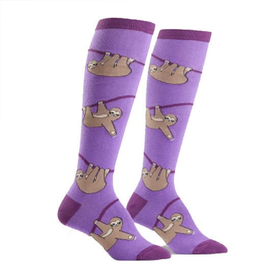 Sloth Socks Women's Knee High Sock Purple