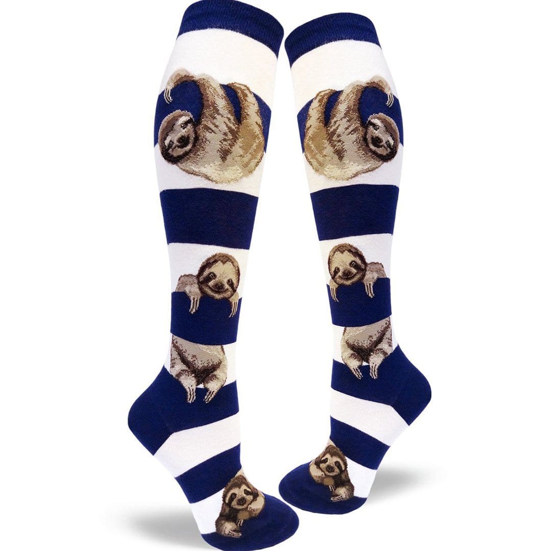 Sloth Stripe Sock Women&#39;s Knee High Socks