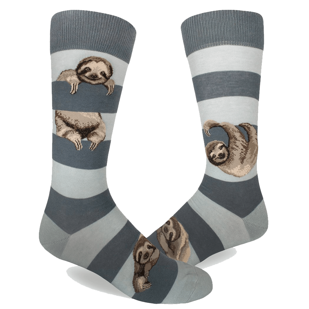 Sloth Stripe Men&#39;s Crew Socks Grey