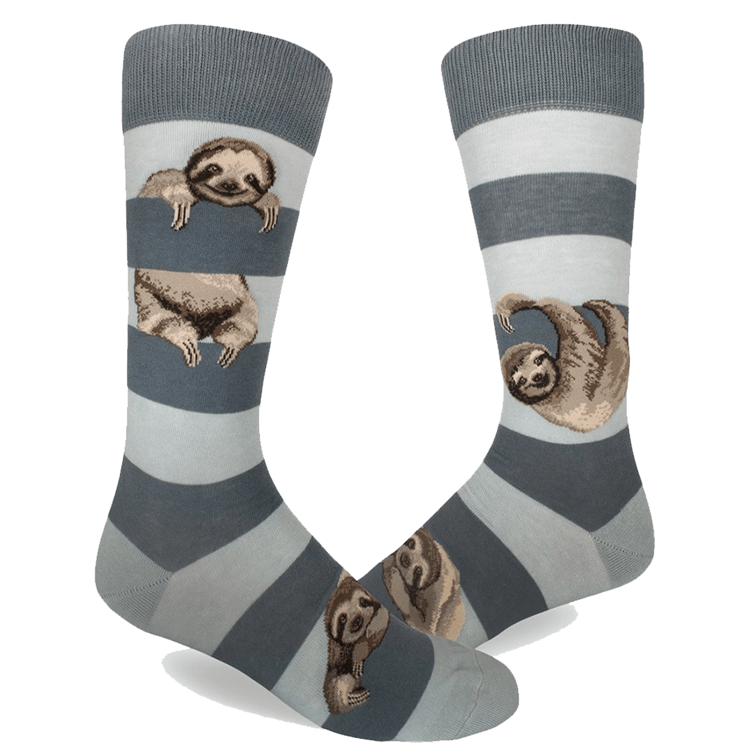 Sloth Stripe Men's Crew Socks Grey