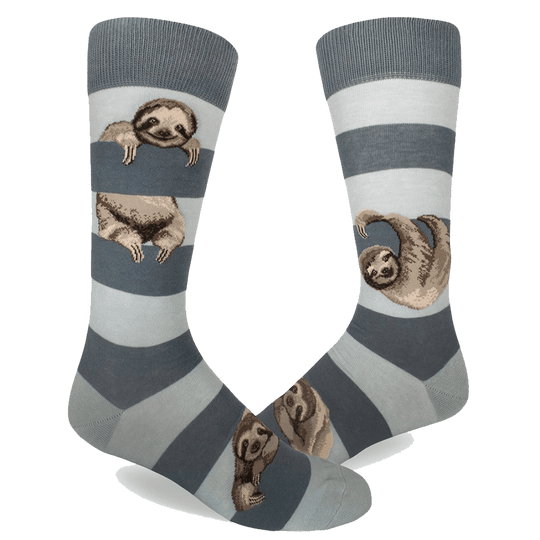 Sloth Stripe Men's Crew Socks Grey