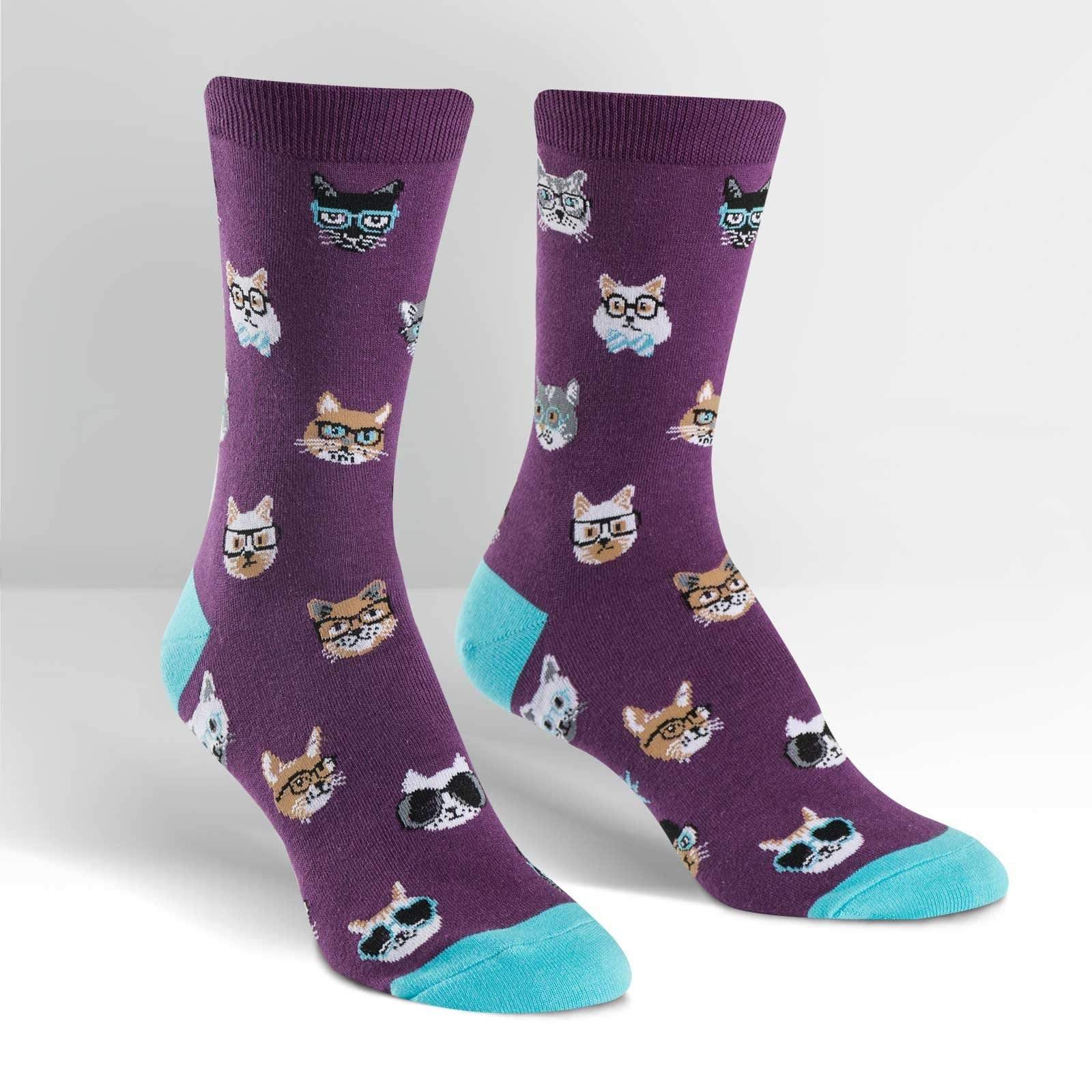 Smarty Cats Socks Women's Crew Sock Purple