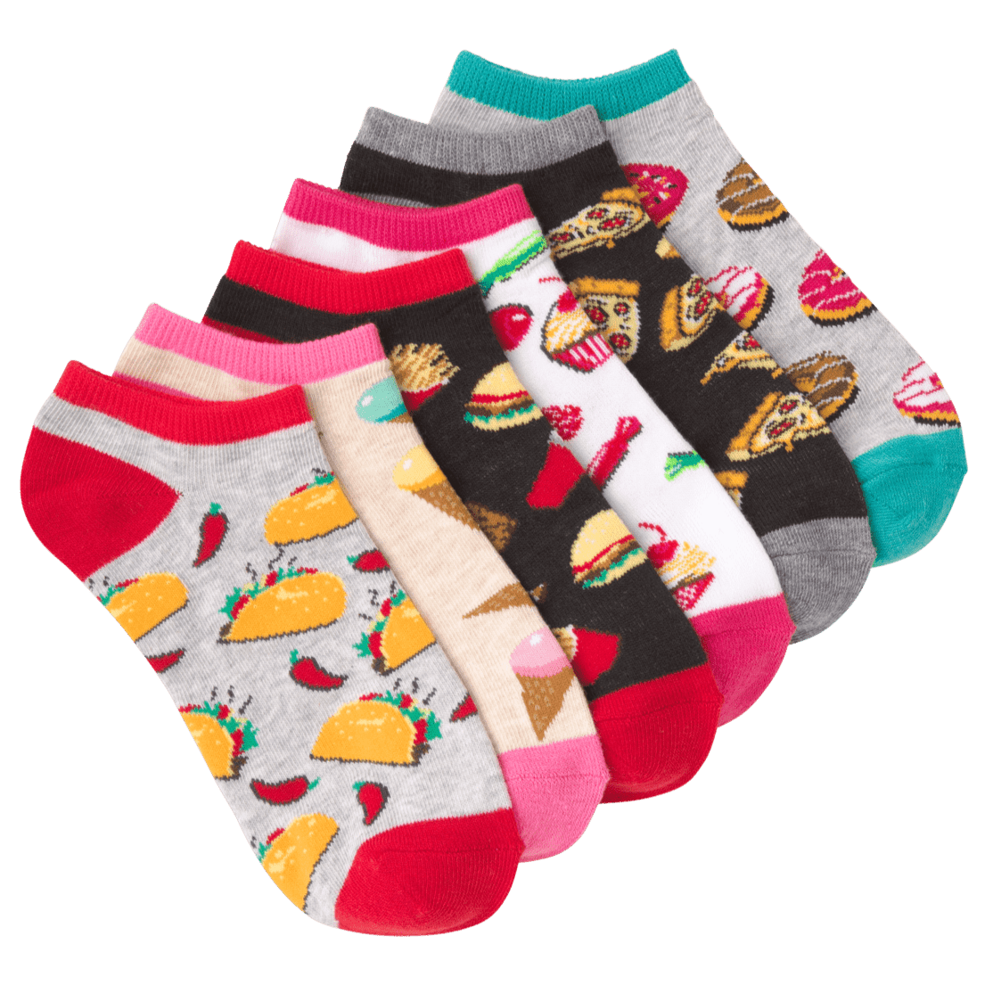 Snack Time Women&#39;s No Show 6 Pair Pack Socks Multi