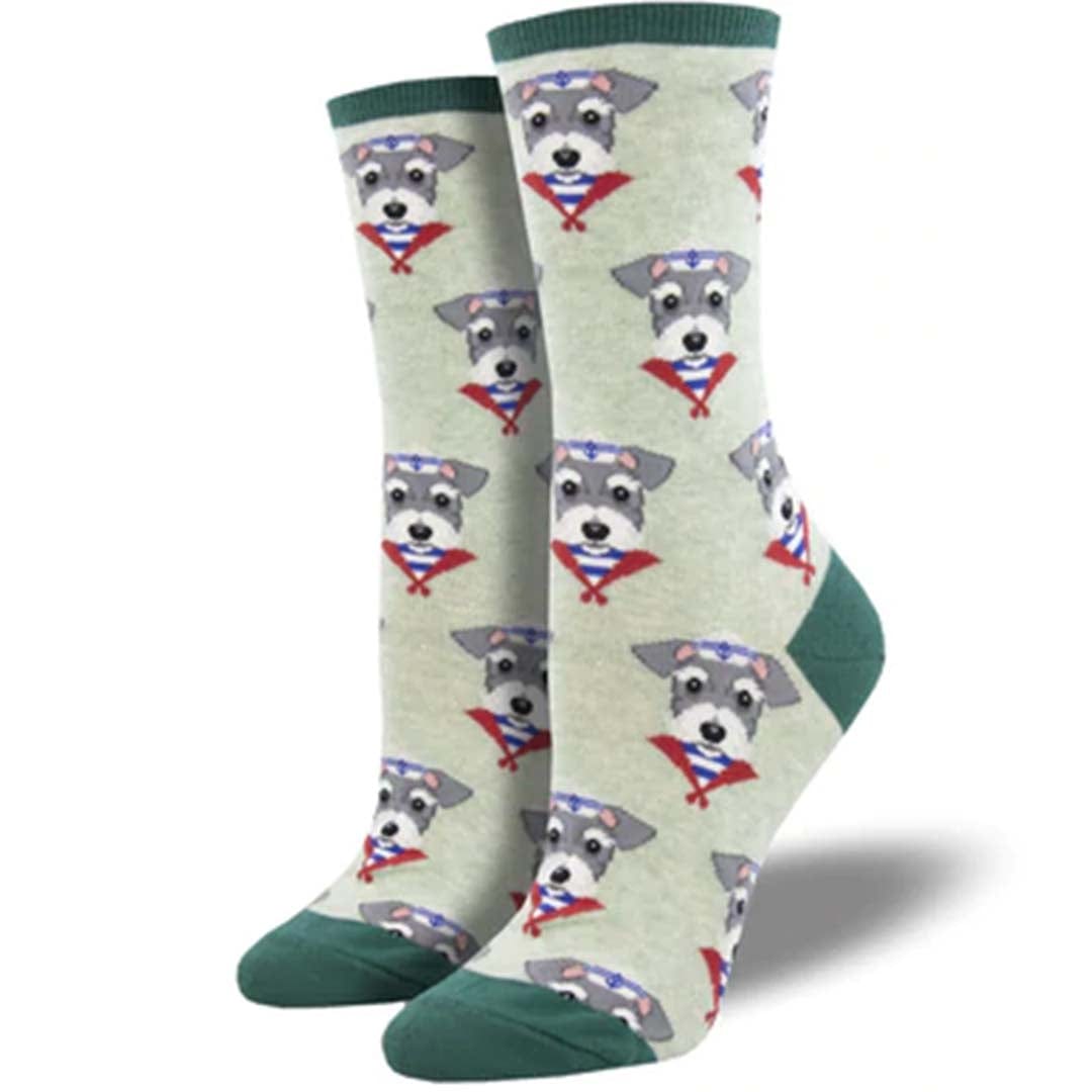 Snazzy Schnauzer Women's Crew Socks Green