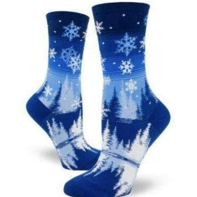 Snowflakes Women&#39;s Crew Socks Blue