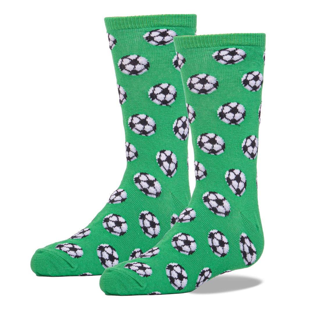 Soccer Balls Kids Crew Sock Green / 7-10