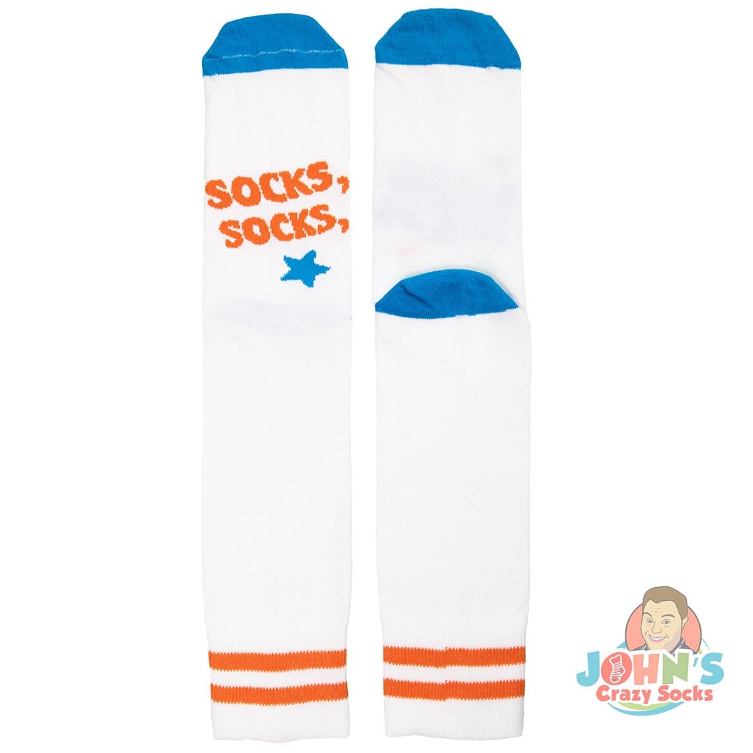 Johnism Socks, Socks, and More Socks Unisex Crew Sock One Size Fits Most / White