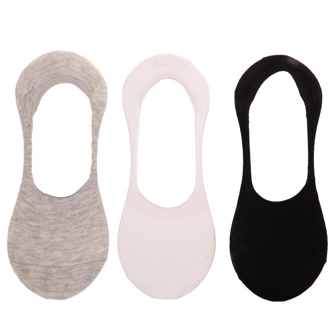 Solids 3 Pack Liner Socks Grey / White / Black
