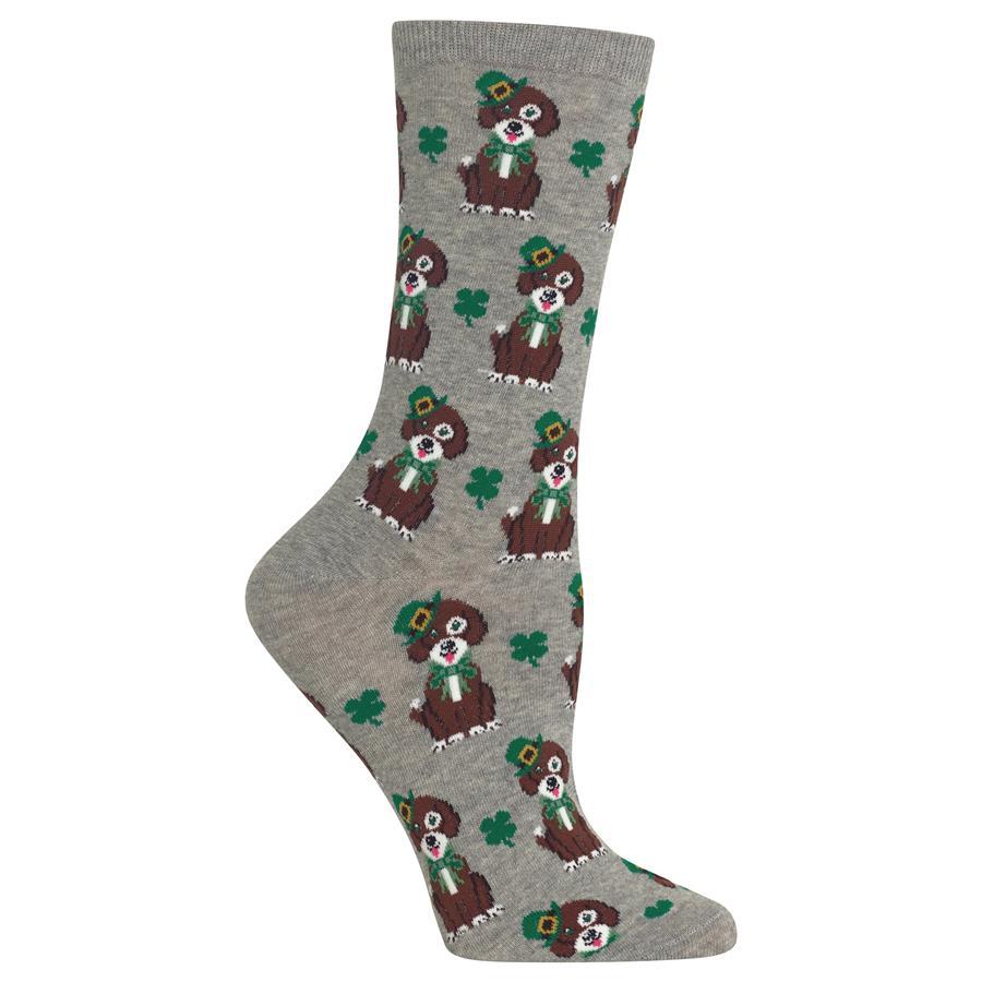 St. Patrick's Day Dog Socks Women's Crew Sock Grey