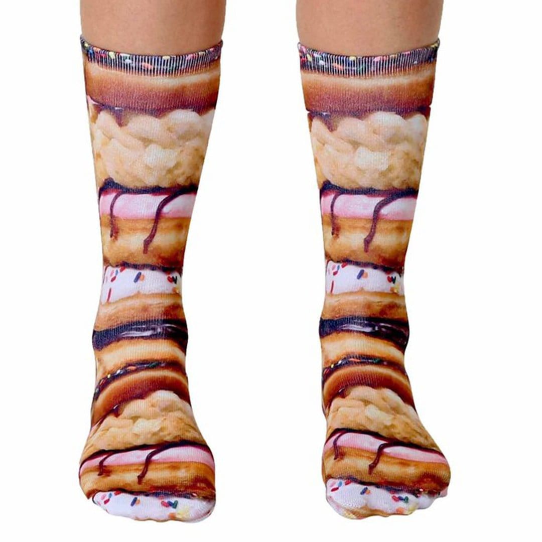 Stacked Donut Crew Socks Tan